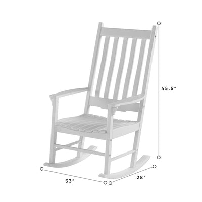 Merry Garden Solid Acacia Hardwood Slatted Back Rocking Chair, White (Used)