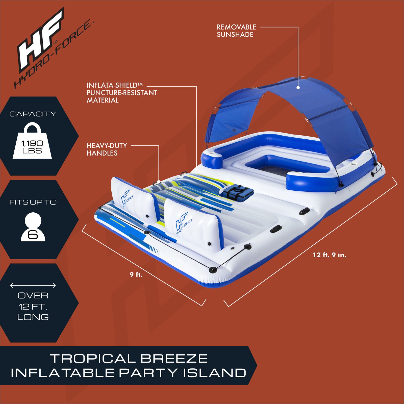 Bestway Hydro-Force Tropical Breeze 6-Person Water Inflatable Float (Open Box) - VMInnovations