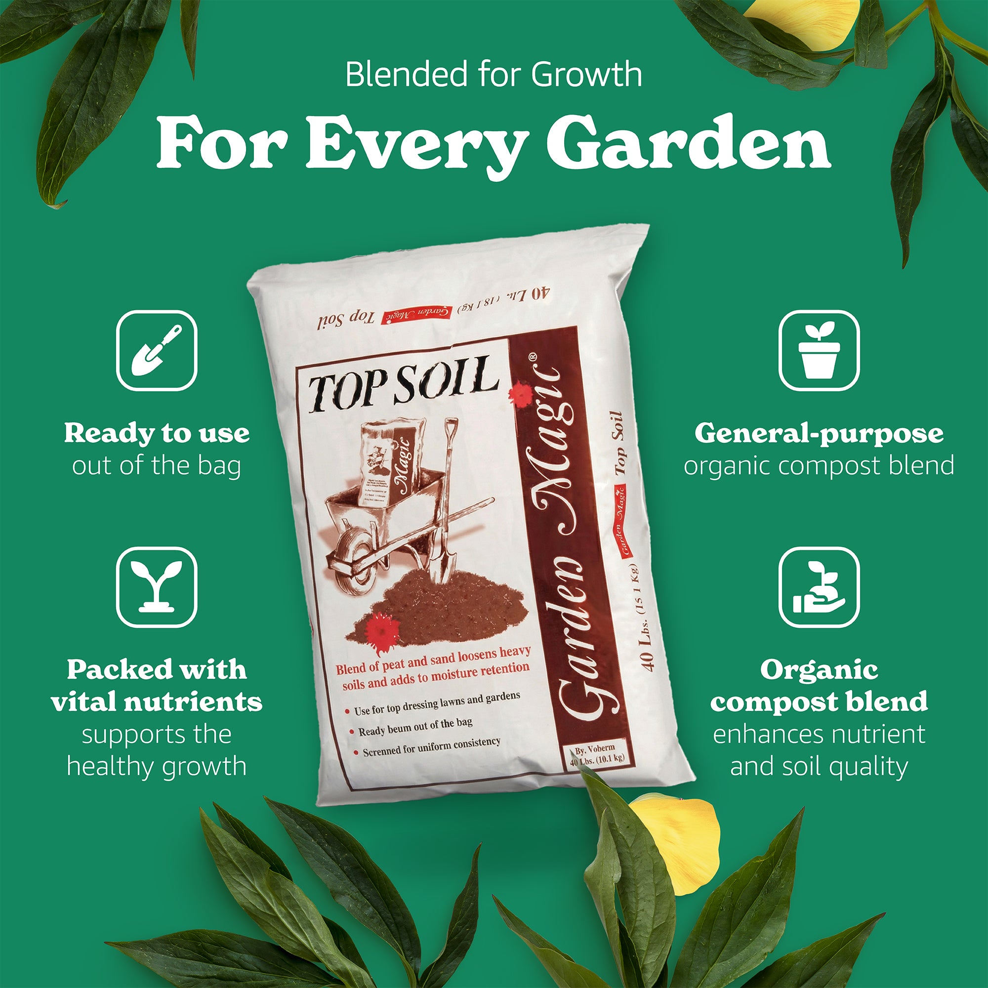 Michigan Peat Garden Magic Organic Planting Potting Soil, 40 Pound Bag (4 Pack)
