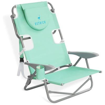 Ostrich On-Your-Back Outdoor Reclining Beach Pool Camping Chair, Teal (Open Box)