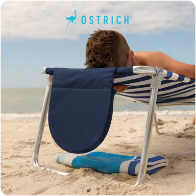 Ostrich On-Your-Back Beach 6-Inch Off the Ground Chair, Navy Blue White (Used)
