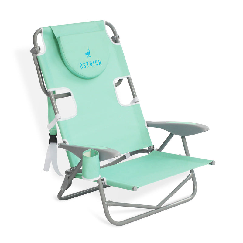 Ostrich On-Your-Back Outdoor Reclining Beach Lounge Pool Camping Chair, Teal - VMInnovations