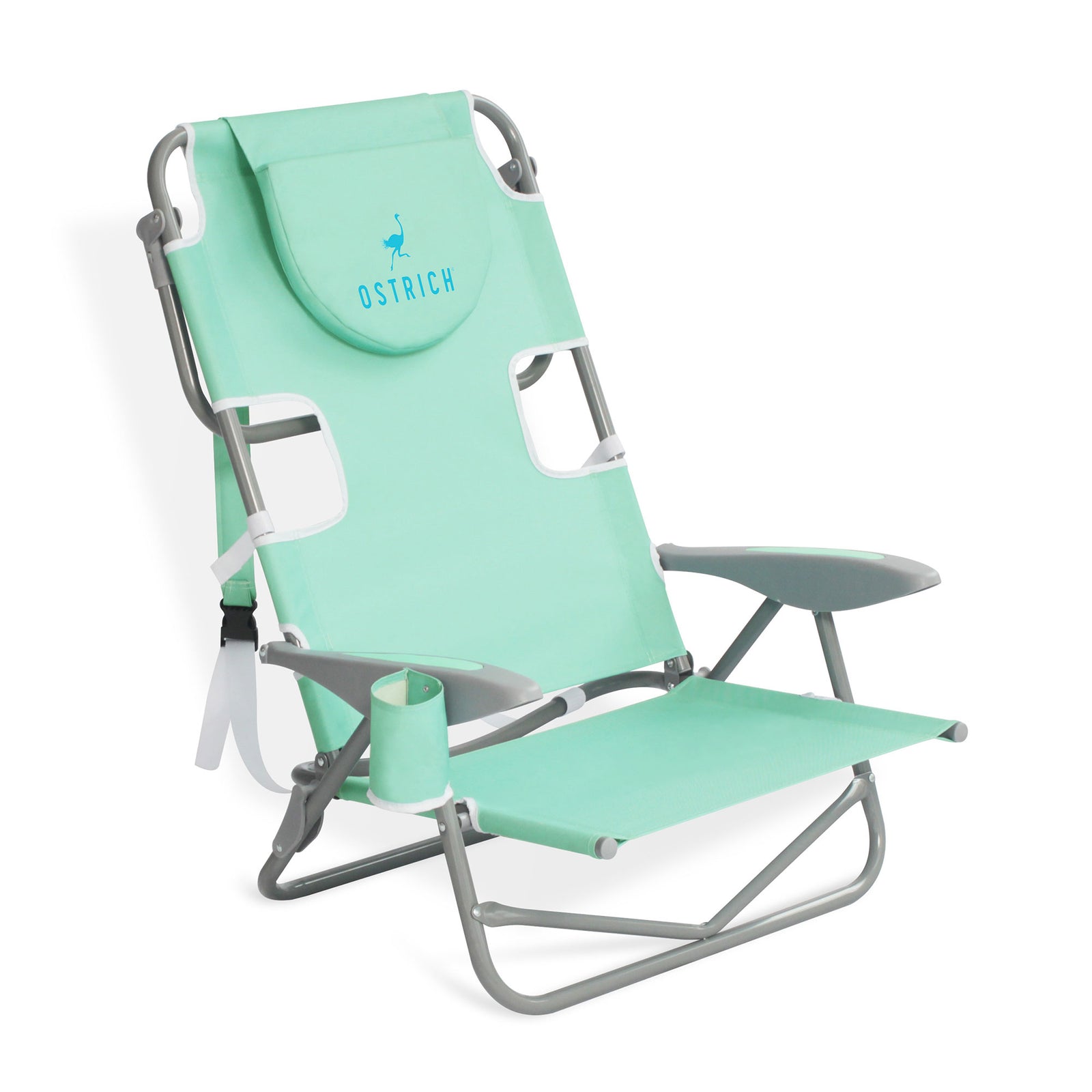 Ostrich On-Your-Back Reclining Beach Lounge Pool Camping Chair, Teal (Used) - VMInnovations