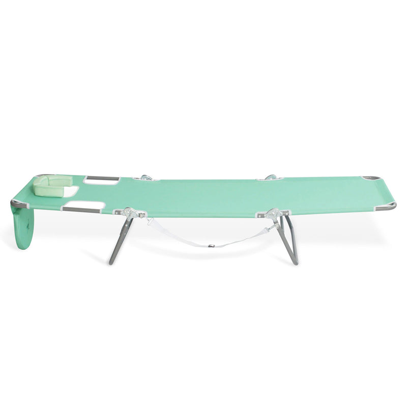 Ostrich Chaise Lounge, Facedown Beach Camping Pool Tanning Chair, Teal (Used)