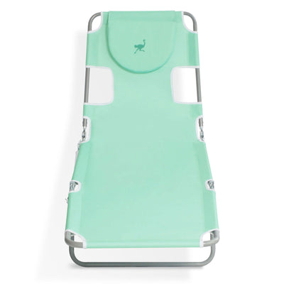 Ostrich Folding Recliner Chaise Lounge Beach Pool Chair, Teal (For Parts)