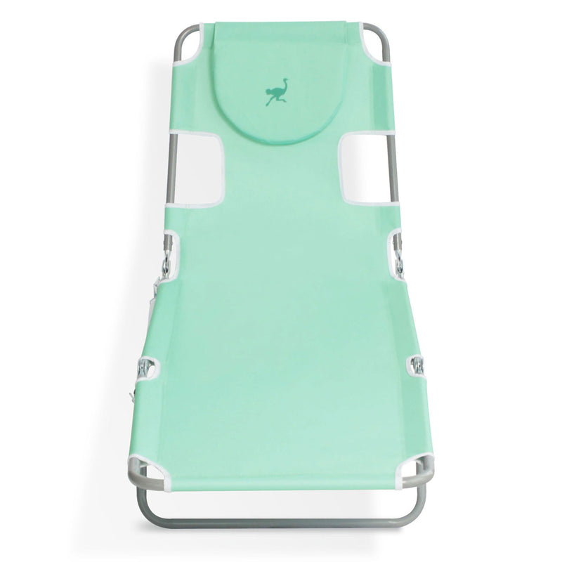 Ostrich Folding Recliner Chaise Lounge Beach Pool Chair, Teal (For Parts)