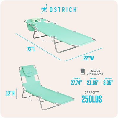 Ostrich Folding Recliner Chaise Lounge Beach Pool Chair, Teal (For Parts) - VMInnovations