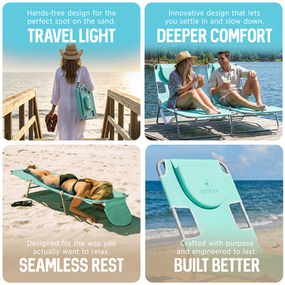 Ostrich Outdoor Folding Adjustable Recliner Chaise Lounge Beach Pool Chair, Teal (Refurbished) - VMInnovations