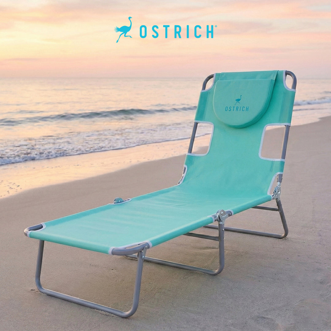 Ostrich Chaise Lounge, Portable Facedown Beach Camping Pool Tanning Chair, Teal - VMInnovations
