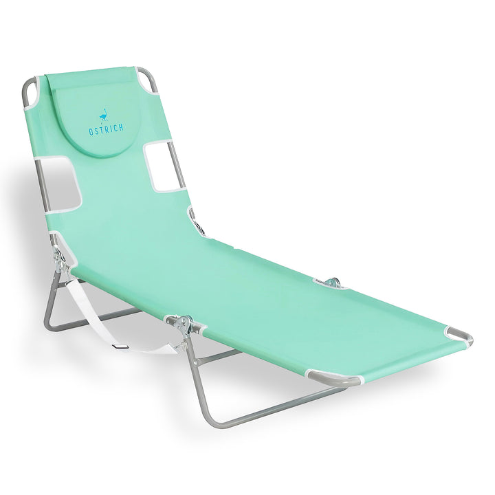 Ostrich Chaise Lounge, Portable Facedown Beach Camping Pool Tanning Chair, Teal - VMInnovations