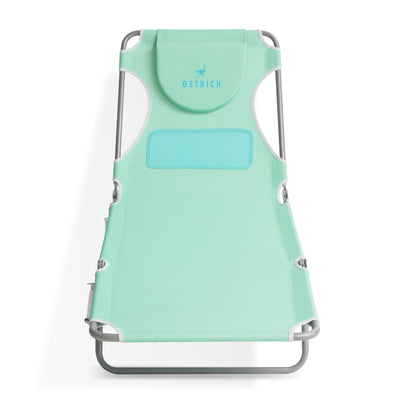 Ostrich Chaise Lounge Folding Sunbathing Poolside Beach Chair, Teal (For Parts)