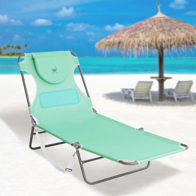 Ostrich Ladies Comfort Lounger, Beach Camping Pool Tanning Chair, Teal (Used)