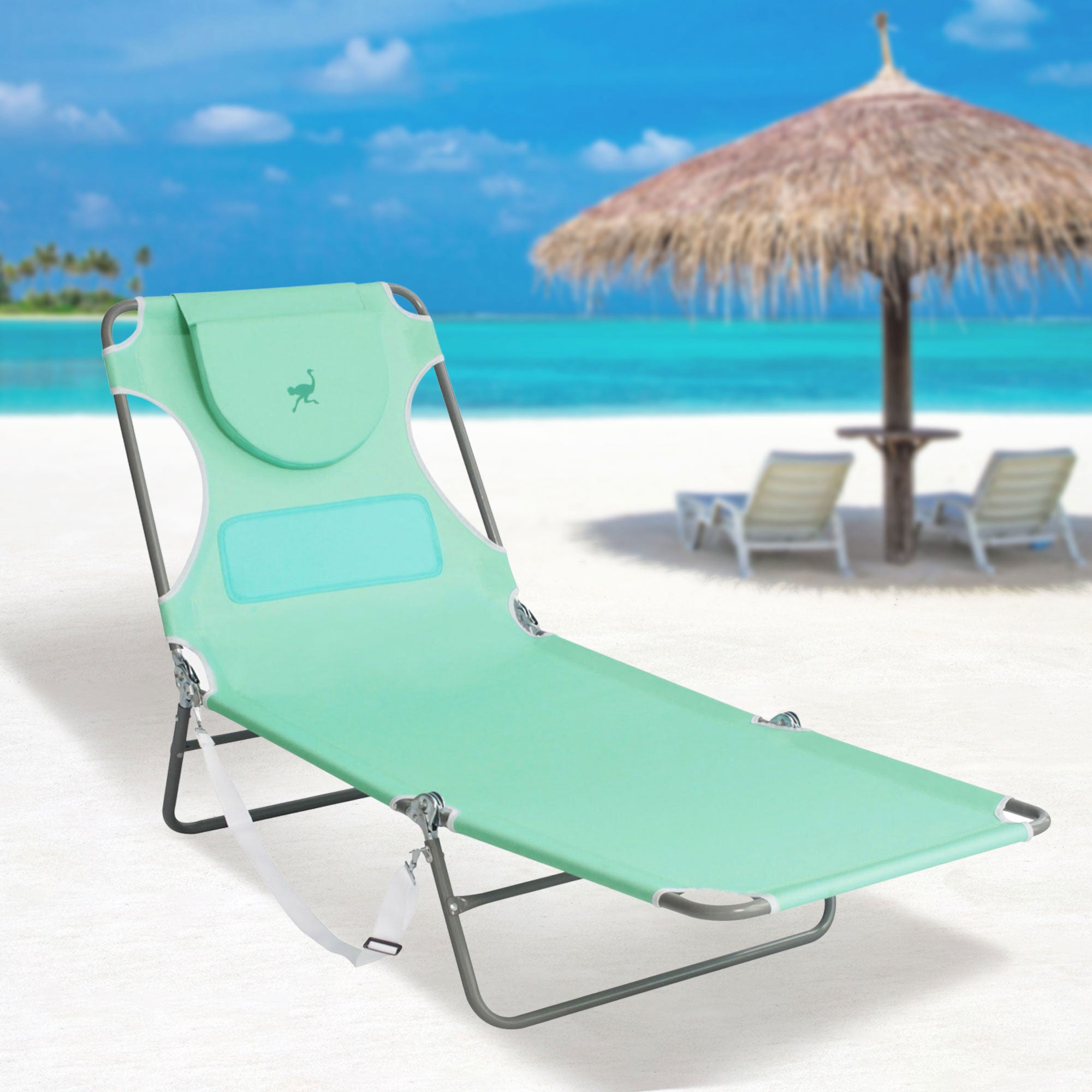 Ostrich 2 Pack Ladies Comfort Lounger, Beach Camping Tanning Chair Teel/Pink