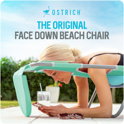 Ostrich Ladies Comfort Lounger, Beach Camping Pool Tanning Chair, Teal (Used)