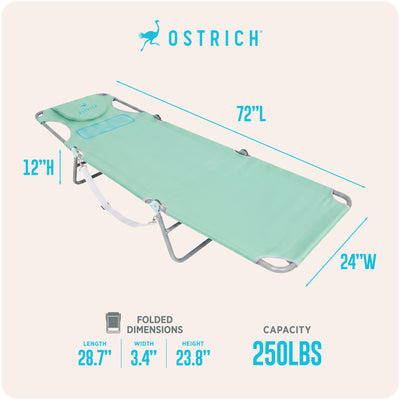 Ostrich Ladies Comfort Lounger, Beach Camping Pool Tanning Chair, Teal(Open Box)