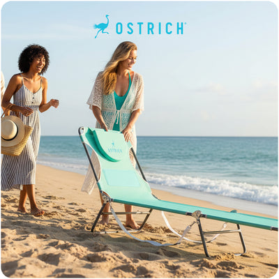 Ostrich Ladies Comfort Lounger, Beach Camping Pool Tanning Chair, Teal (Used)
