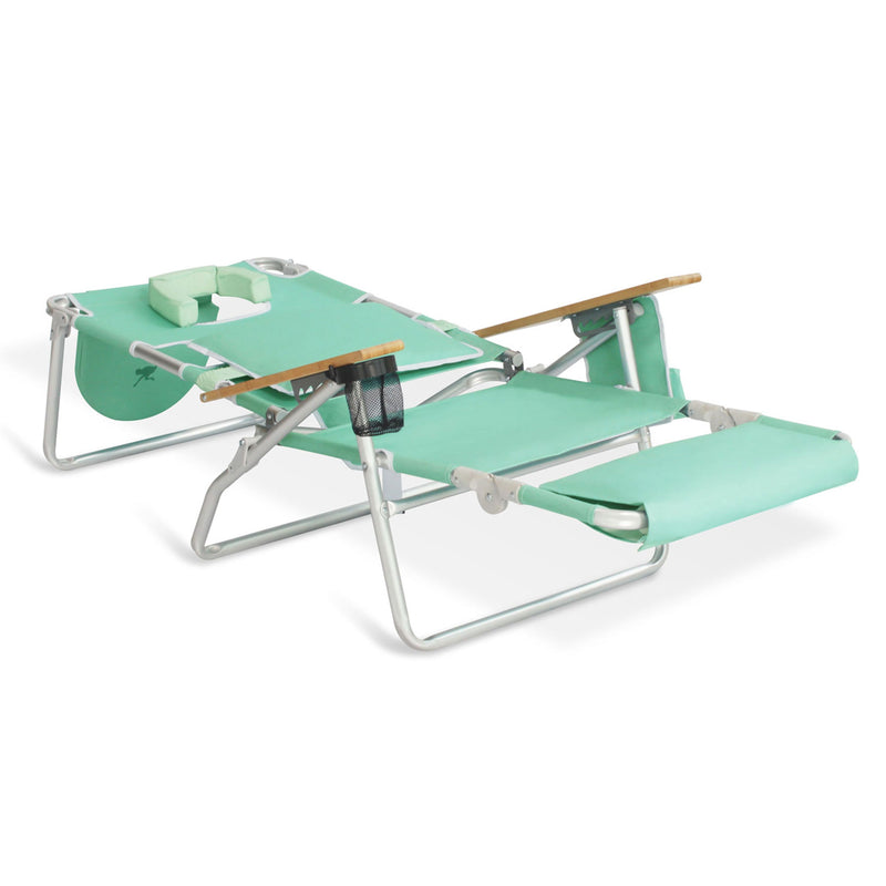 Ostrich Deluxe 3N1 Outdoor Lawn Beach Lounge Chair with Footrest, Teal (Used)