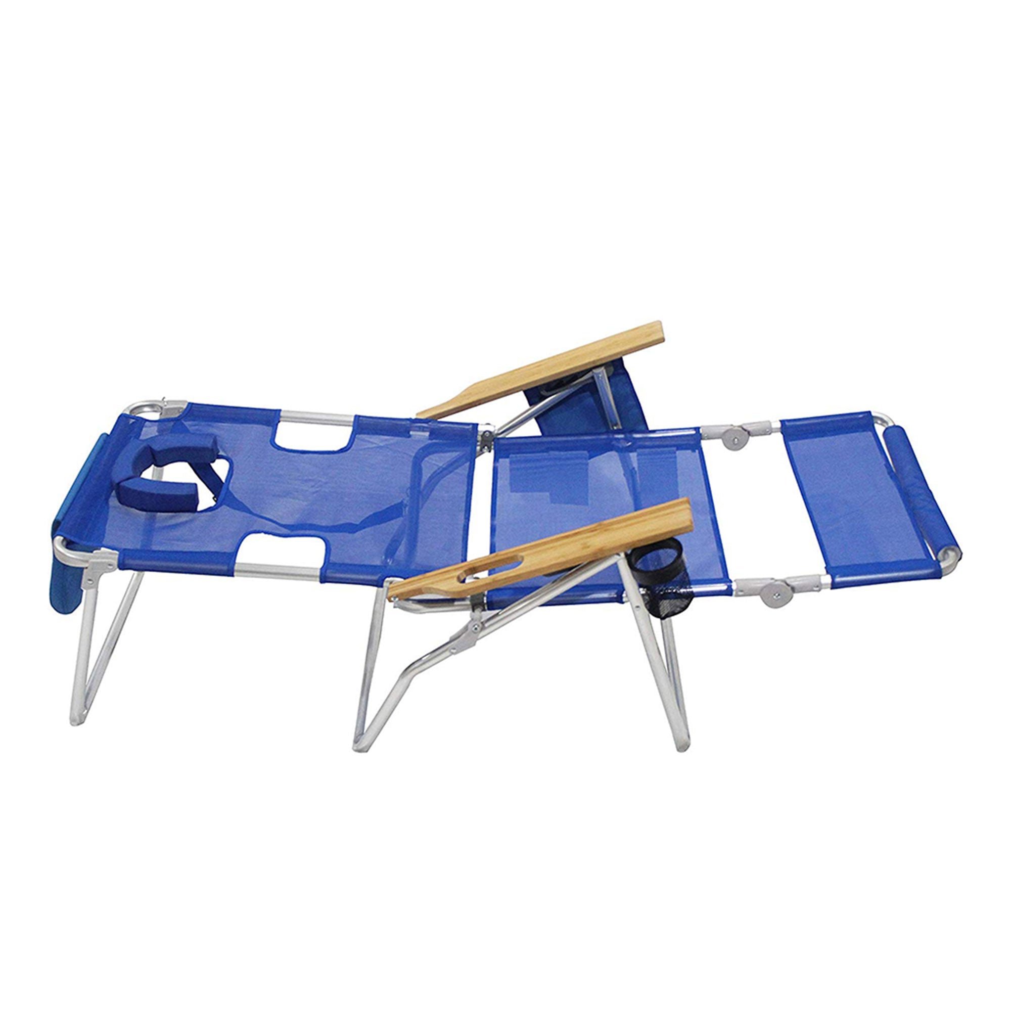 Ostrich 3-N-1 Altitude Outdoor Lounge Reclining 16" Tall Chair, Blue (3 Pack)