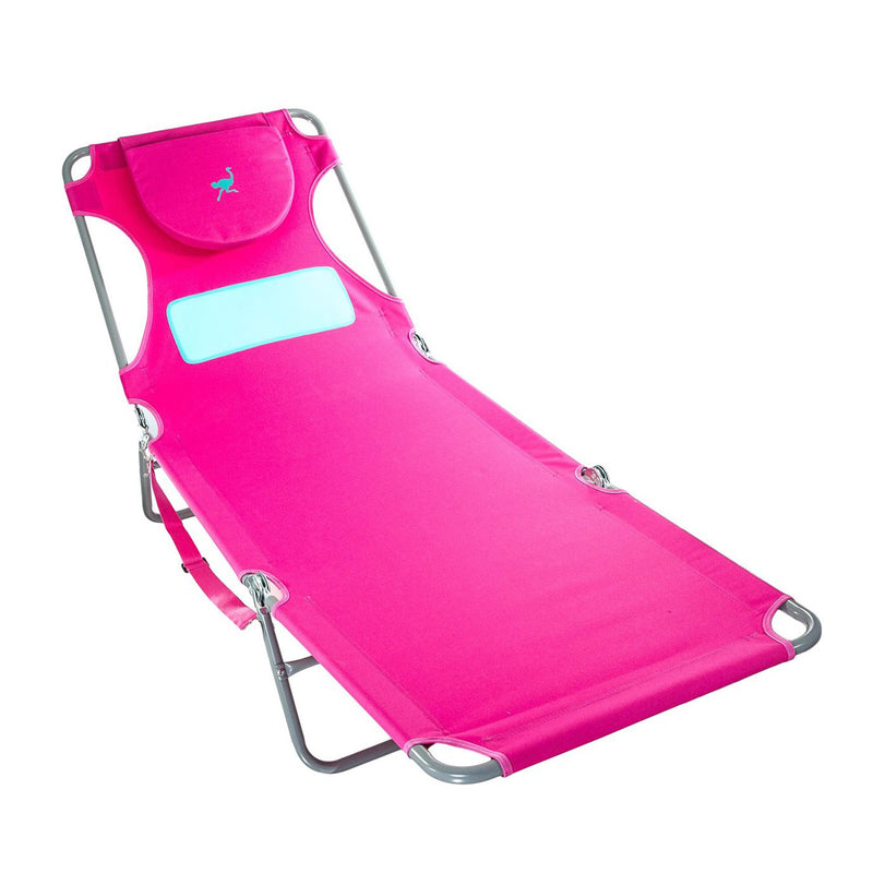 Ostrich Comfort Lounger Face Down Sunbathing Chaise Beach Chair, Pink (3 Pack)