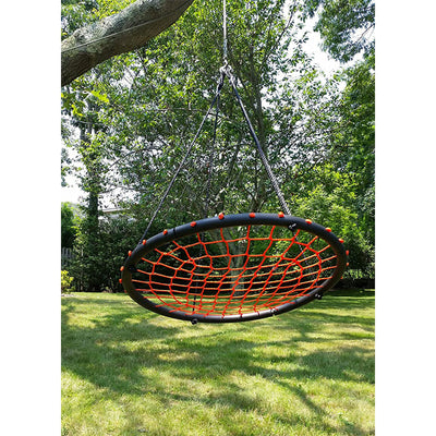 Swinging Monkey Giant 40" Spider Web Fabric Outdoor Tree Saucer Swing, Orange - VMInnovations