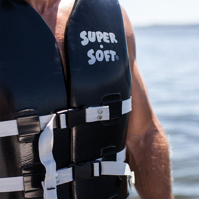TRC Recreation Super Soft USCG Adult Life Jacket Vest, Large, Black (Open Box)