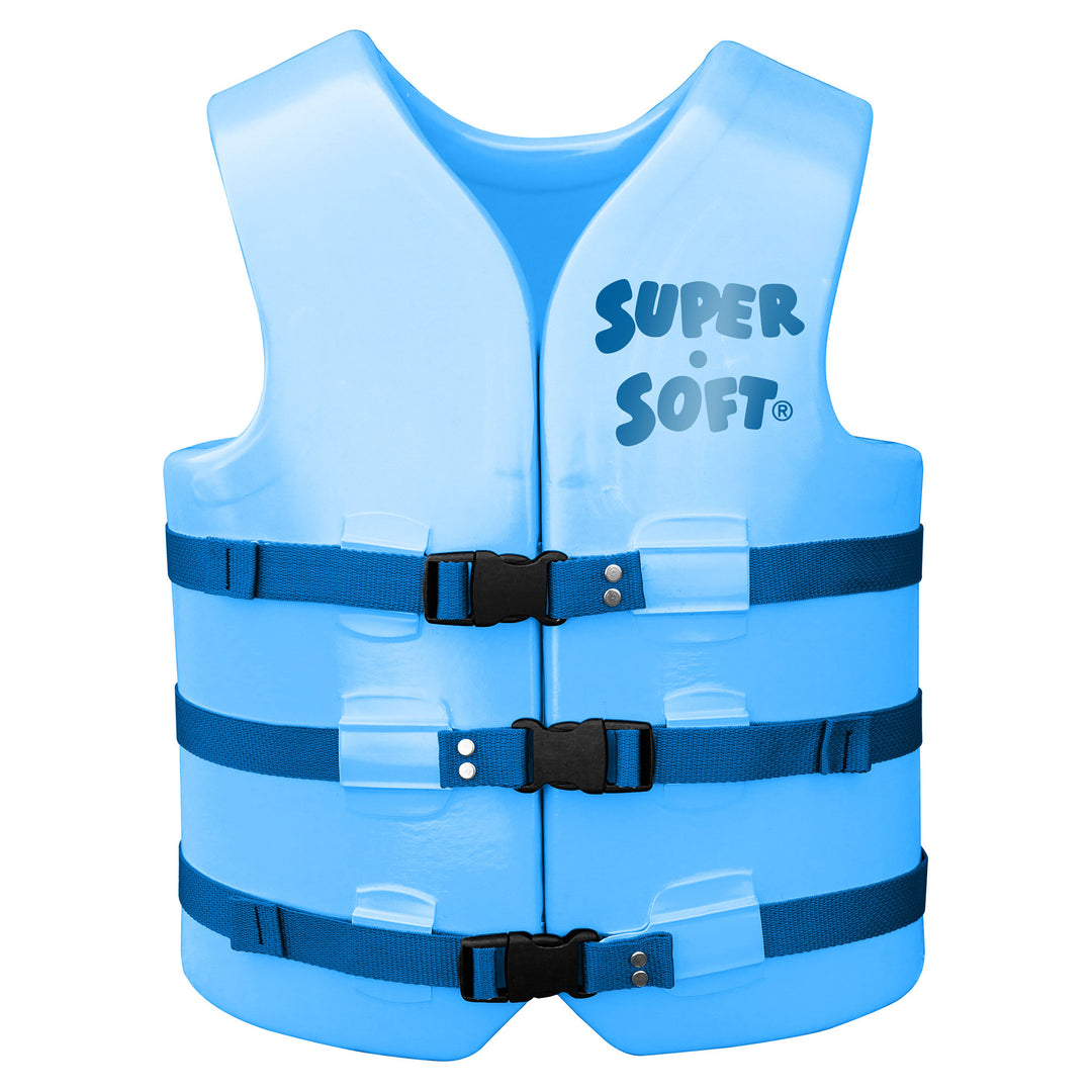 TRC Super Soft Medium Life Jacket Vinyl Coated Foam Swim Vest, Blue (Open Box) - VMInnovations