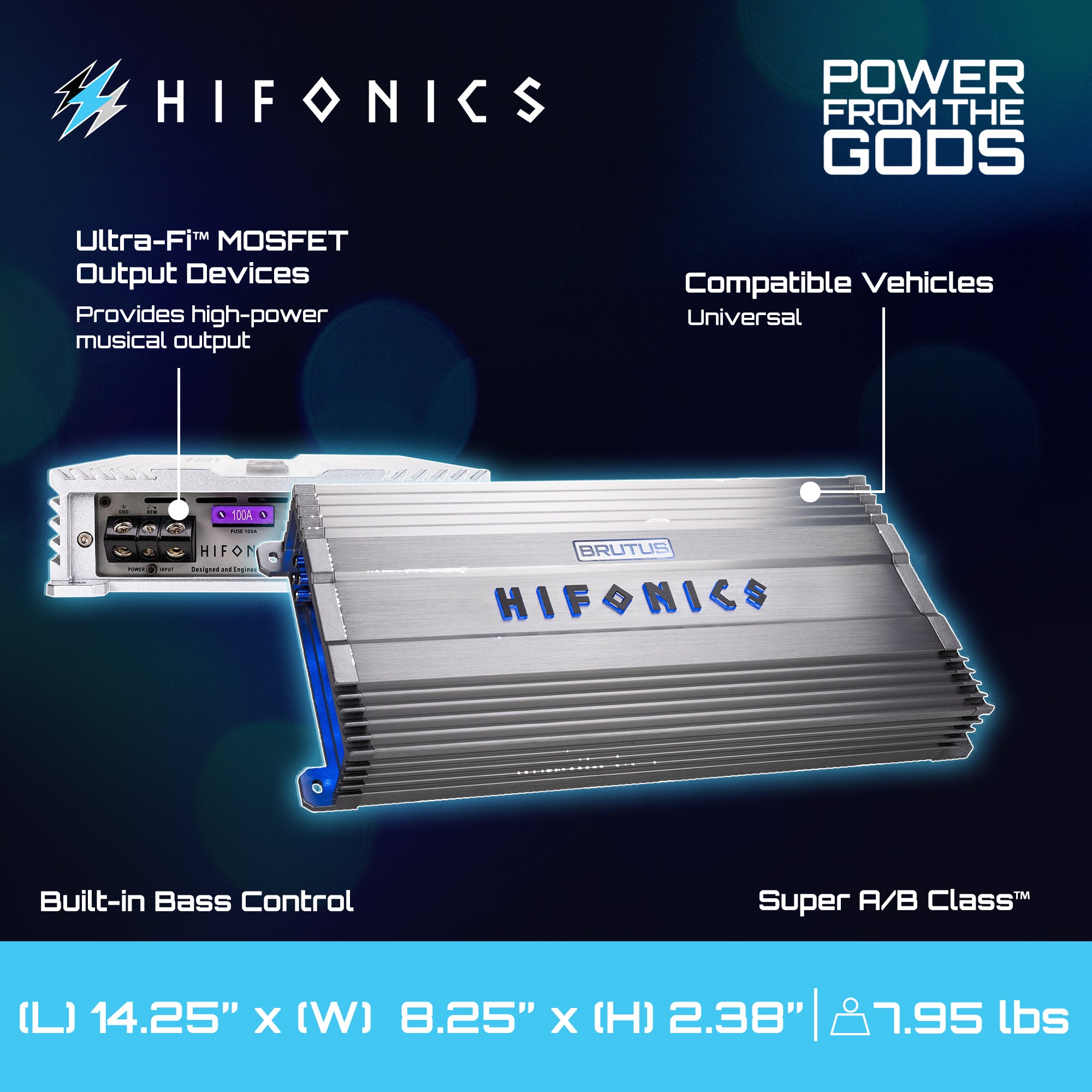 Hifonics Brutus Gamma 4 Channel 1000W Car Audio Subwoofer Amplifier (For Parts)