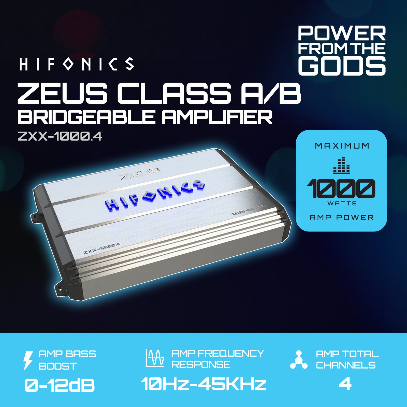Hifonics ZXX-1000.4 1000 Watt 4 Channel Class A/B Bridgeable Car Amp Amplifier - VMInnovations