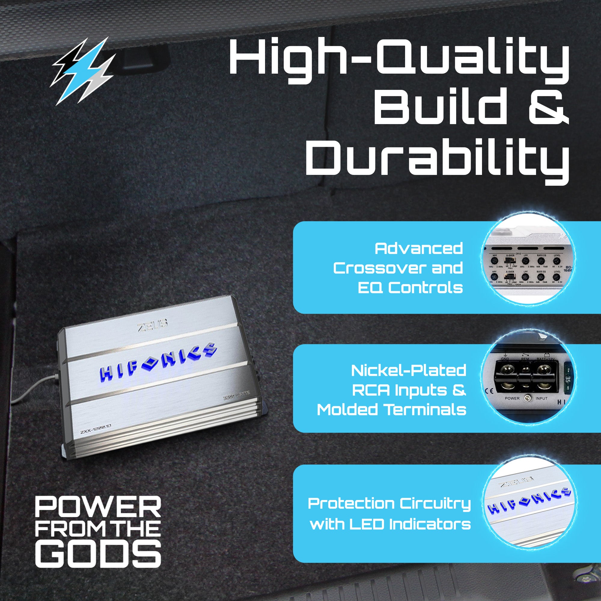 Hifonics ZXX-1000.4 1000W 4 Channel Class A/B Bridgeable Amplifier w/ Wiring Kit