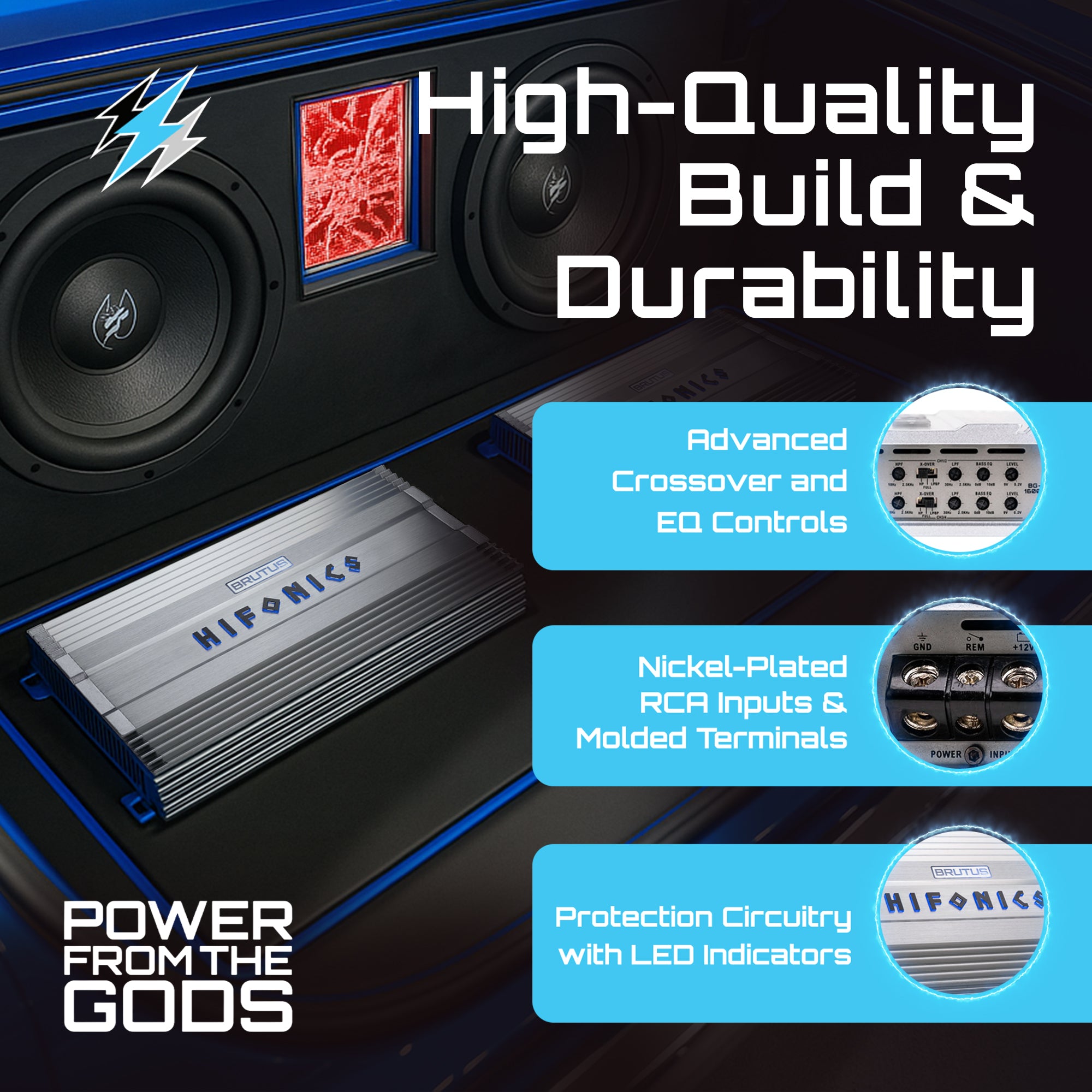 Hifonics BG-1600.4 Brutus Gamma 4 Channel 1600W Car Audio Subwoofer Amplifier