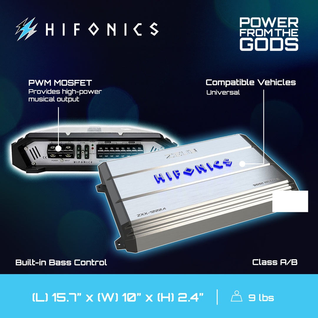 Hifonics 1000 Watt 4 Channel Class A/B Bridgeable Car Amp Amplifier (2 Pack)
