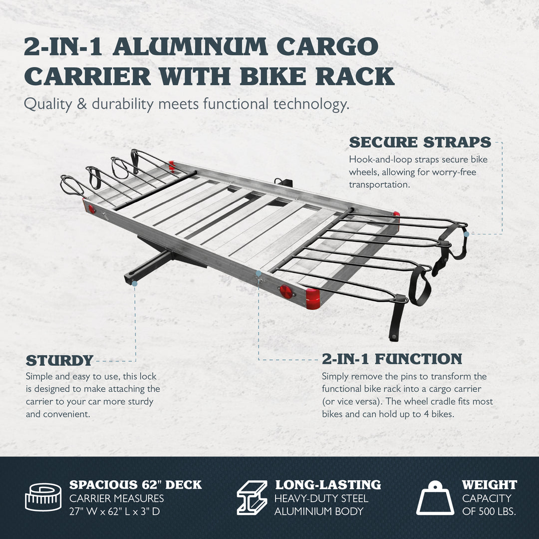 Tow Tuff Heavy Duty 2-in-1 Aluminum Cargo Carrier with Bike Rack (Used)