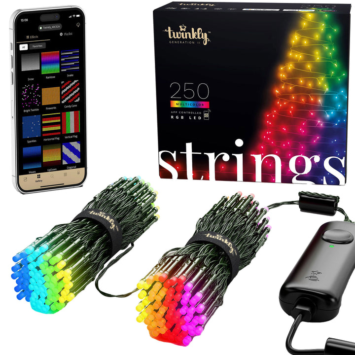Twinkly Strings App-Controlled Smart LED Christmas Lights 250 RGB (Open Box)