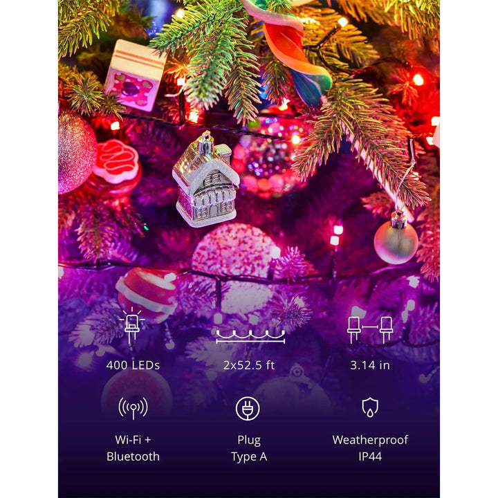 Twinkly Strings App-Controlled Smart LED Christmas Lights 400 Multicolor 105-Ft - VMInnovations