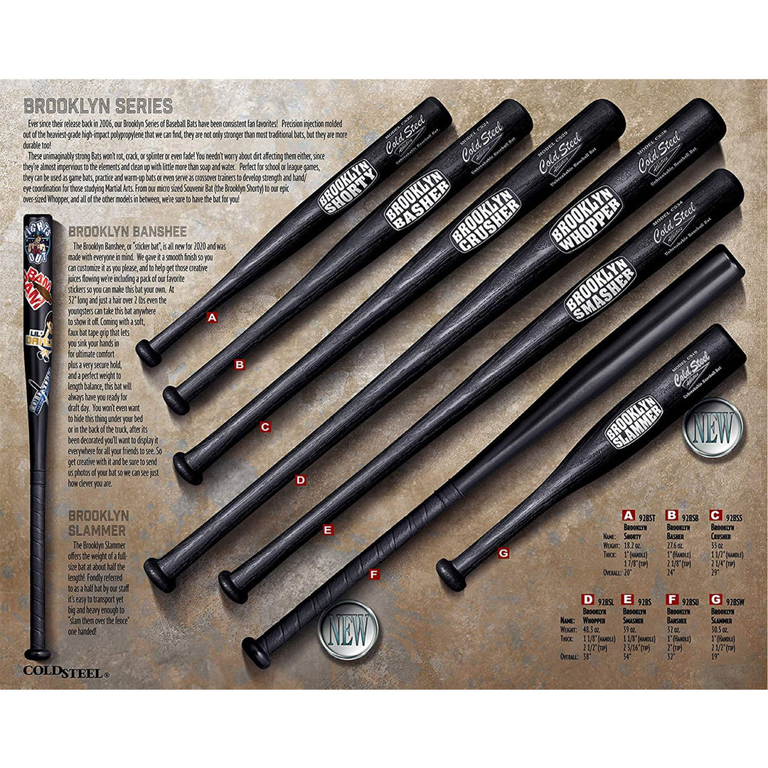 Cold Steel 34 In Heavy Duty Multi Function Brooklyn Crusher Baseball Bat, Black