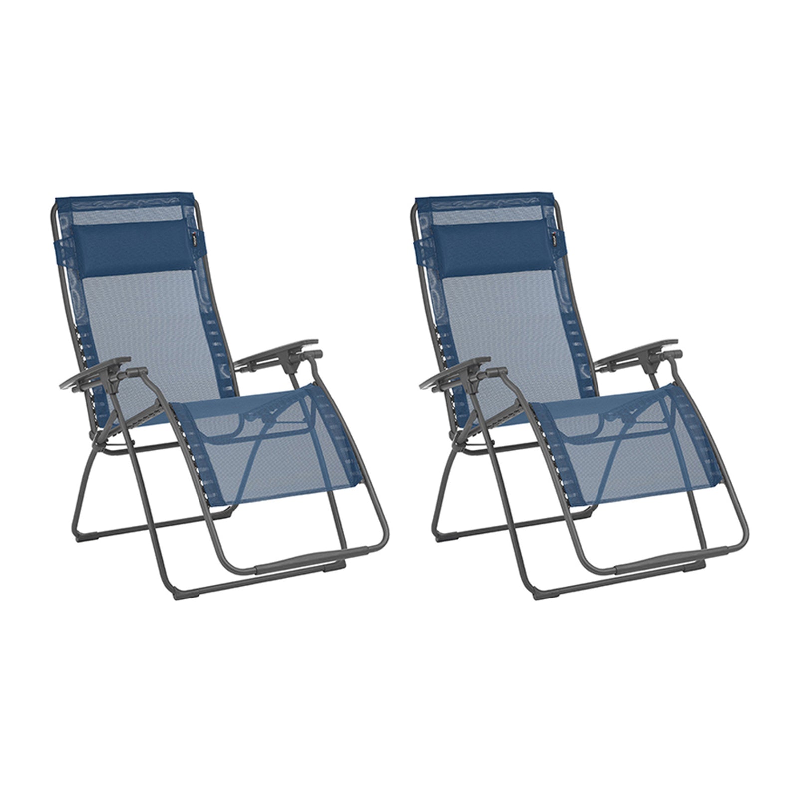 Lafuma Futura XL Zero Gravity Lawn Steel Framed Recliner Chair, Ocean (2 Pack) - VMInnovations