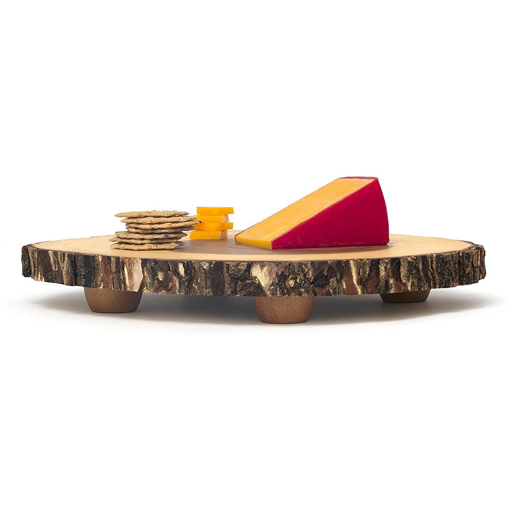 Lipper International Acacia Tree Bark Footed Server Platter, Small (Open Box)
