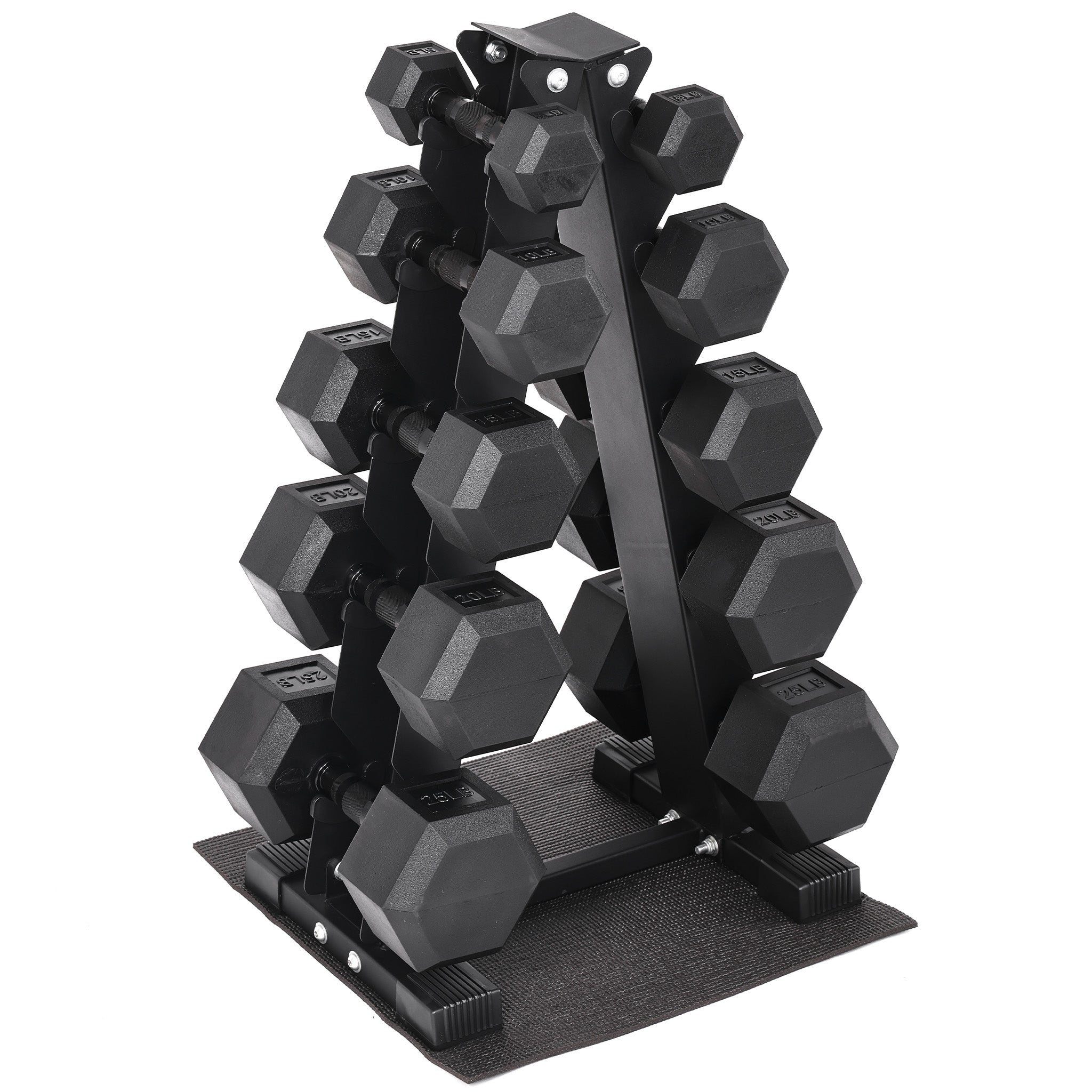 BalanceFrom Dumbbell Set with Stand, Rubber Encased Home Gym Hand Weights, 150lb