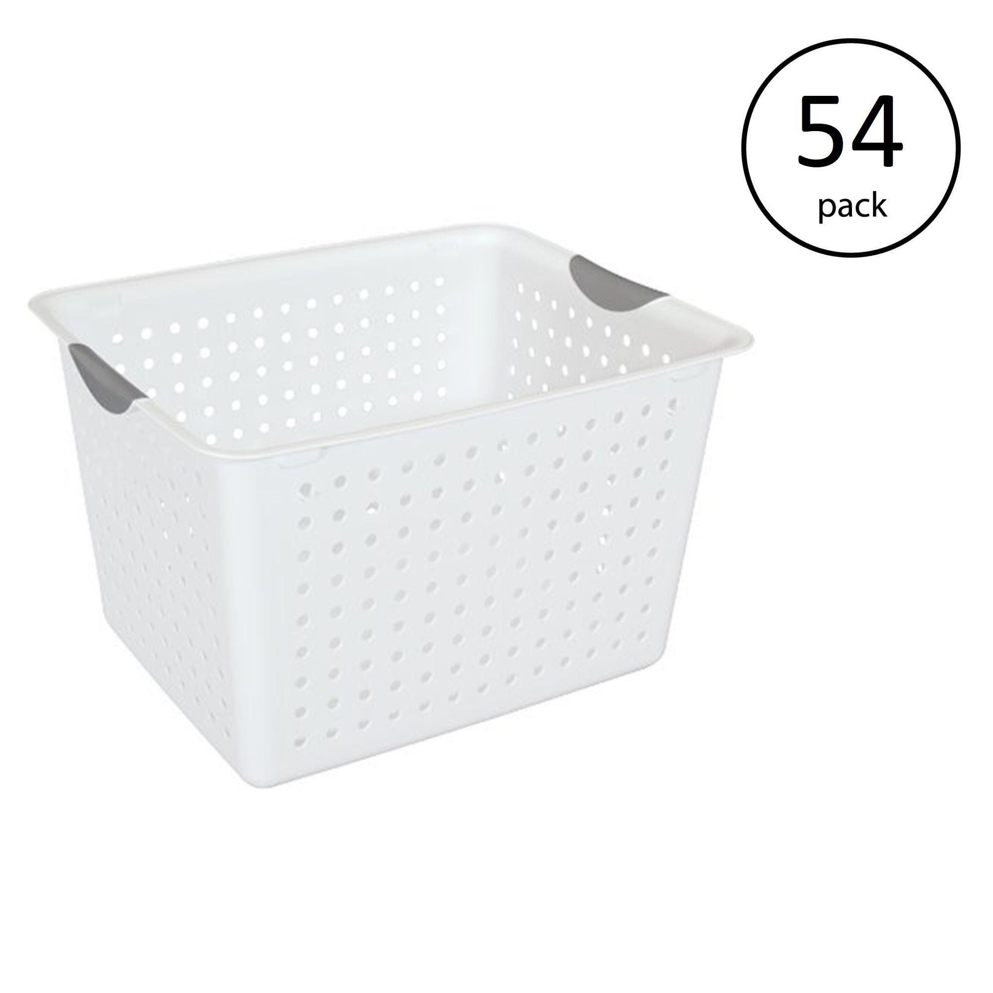 Sterilite Deep Ultra Plastic Storage Bin Organizer Basket, White (54 Pack)