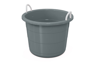 Life Story 17 Gallon Plastic Storage Open Top Bucket with Rope Handles, Gray