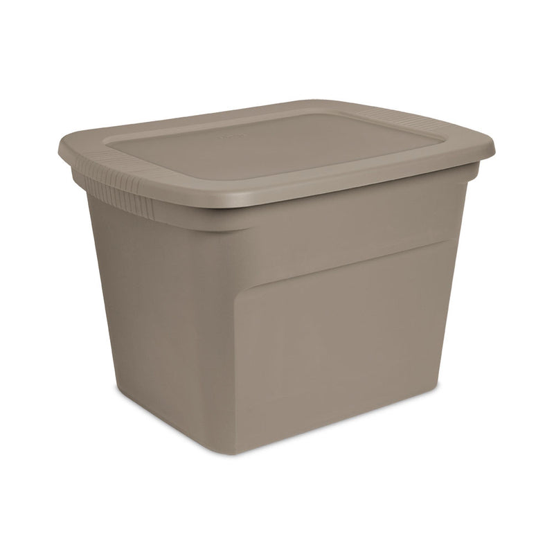 Sterilite 18 Gallon Plastic Stackable Storage Container with Lid, Taupe (8 Pack)