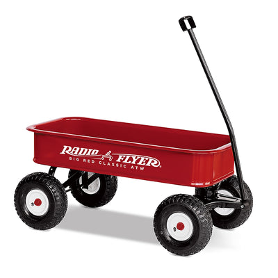Radio Flyer 1800 Big Red Classic Extra Long Handle All Terrain Wheels Kids Wagon