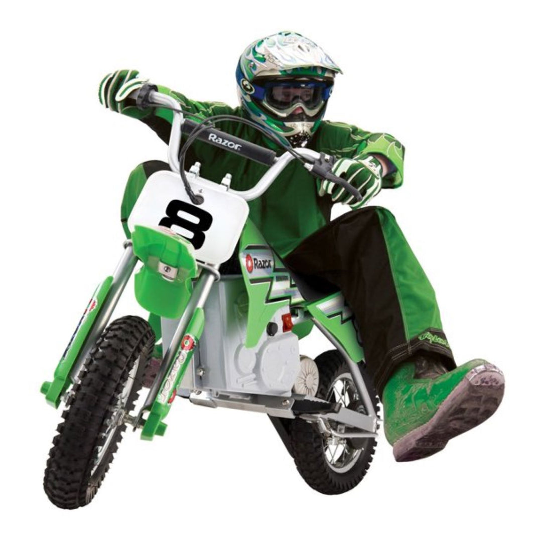 Razor MX400 Dirt Rocket 24V Electric Motorcycle Dirt Bikes, 1 Black & 1 Green