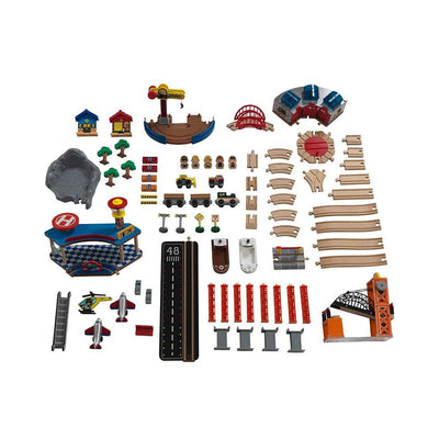 KidKraft Railway Express Toddler Wooden 79 Piece Toy Train Set & Table (Used)