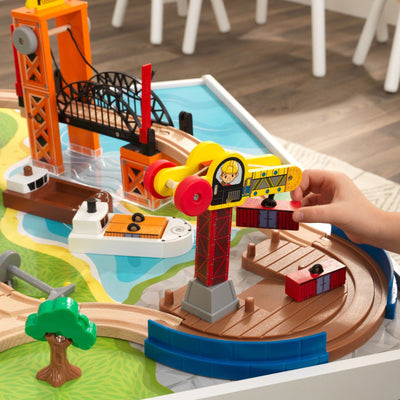 KidKraft Railway Express Toddler Wooden 79 Piece Toy Train Set & Table (Used)
