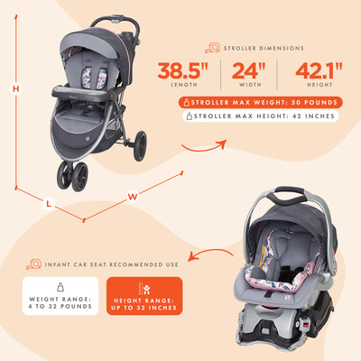 Baby Trend Sky View Plus Folding Infant Carseat Stroller Travel System(Open Box)