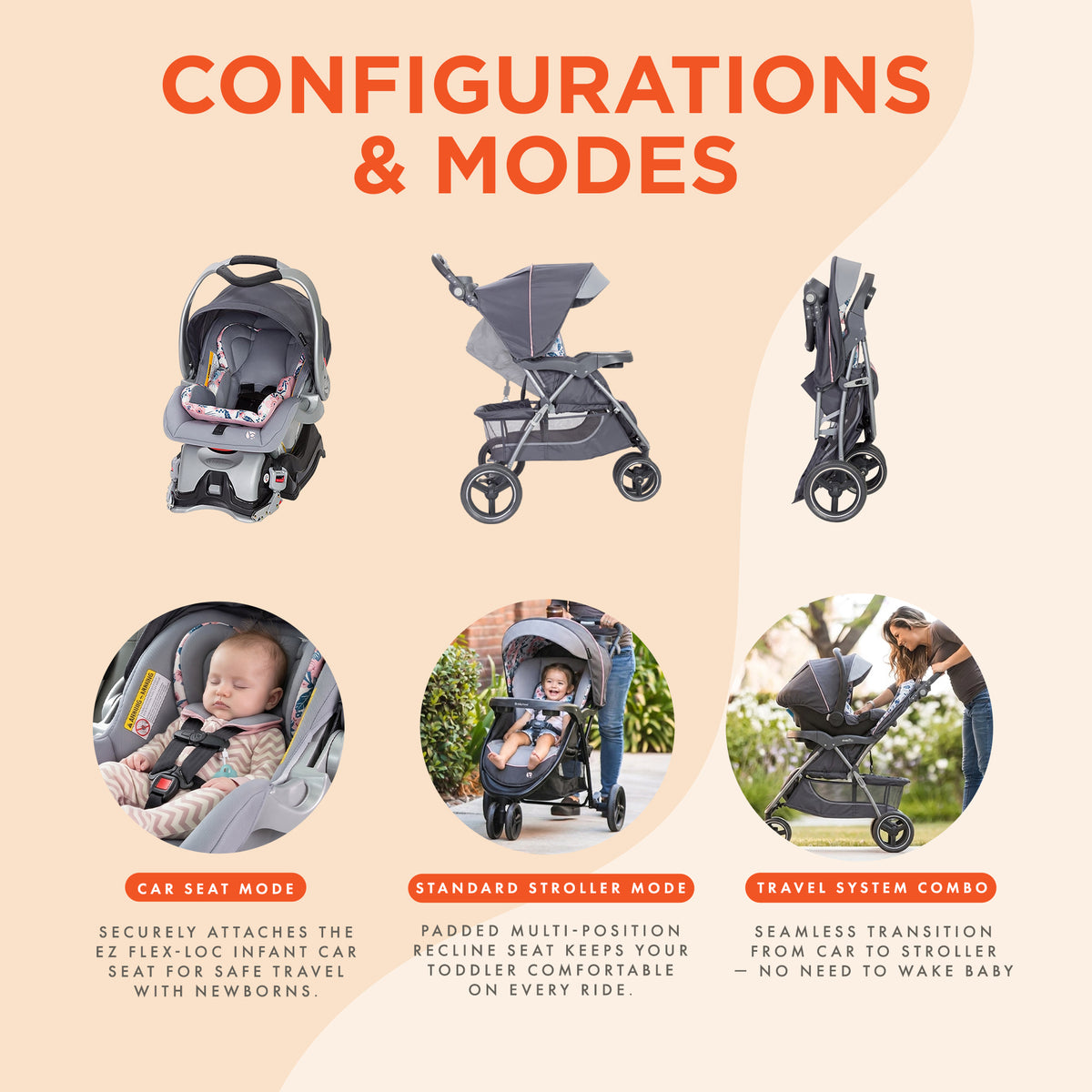 Baby Trend Sky View Plus Folding Infant Carseat Stroller Travel System(Open Box) - VMInnovations