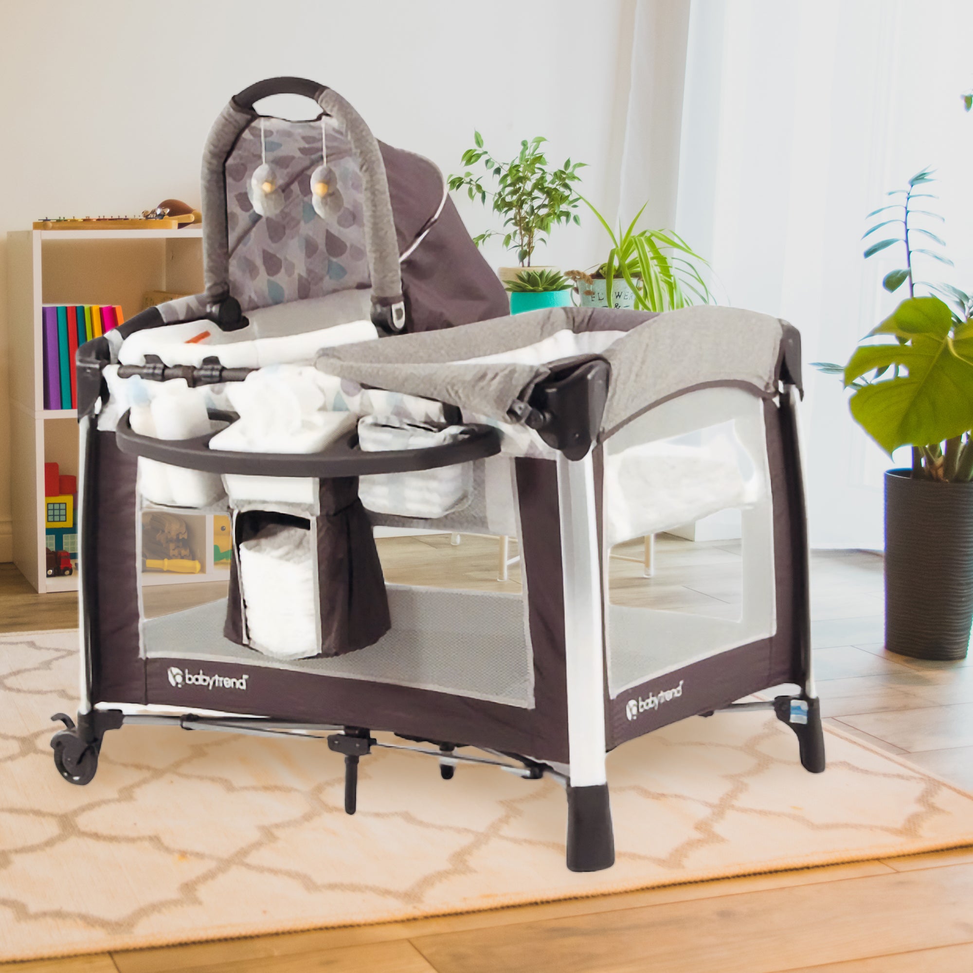 Baby Trend GoLite ELX Portable Deluxe Infant Play Nursery Center, Drip Drop Blue - VMInnovations