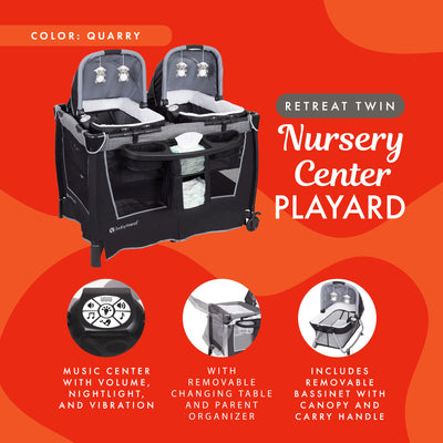 Baby Trend Retreat Twin Nursery Center w/ 2 Bassinets & Changing Table (Used) - VMInnovations