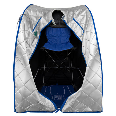 Durasage Infrared Heated Sauna with Heating Foot Pad and Chair, Blue (Open Box)